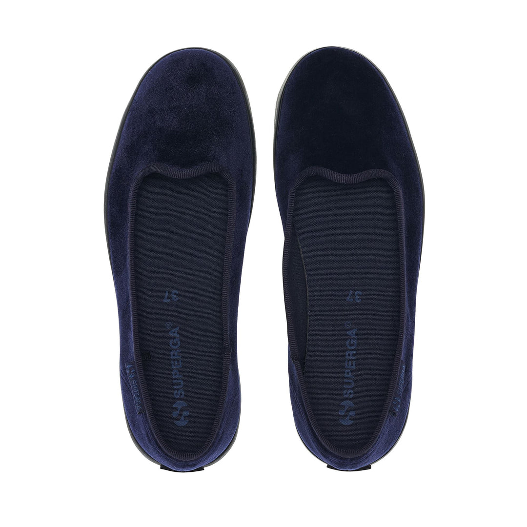 Ballerina da donna blu navy con tomaia in velluto main