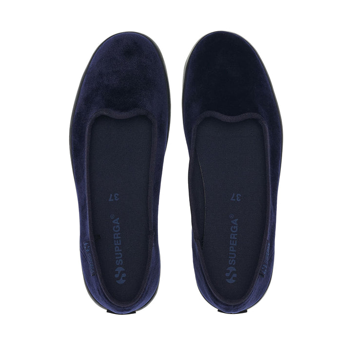 Ballerina da donna blu navy con tomaia in velluto 4