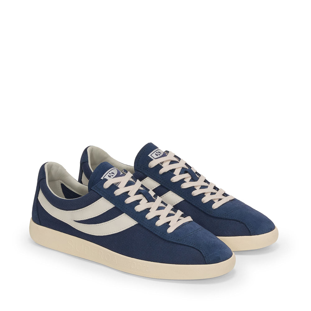 Unisex Navy Low Cut Sneakers with Cotton and Suede Upper 02