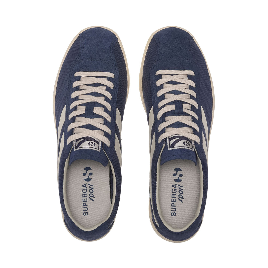 Unisex-Sneaker in Marineblau mit niedrigem Schaft und Obermaterial aus Baumwolle und Wildleder main