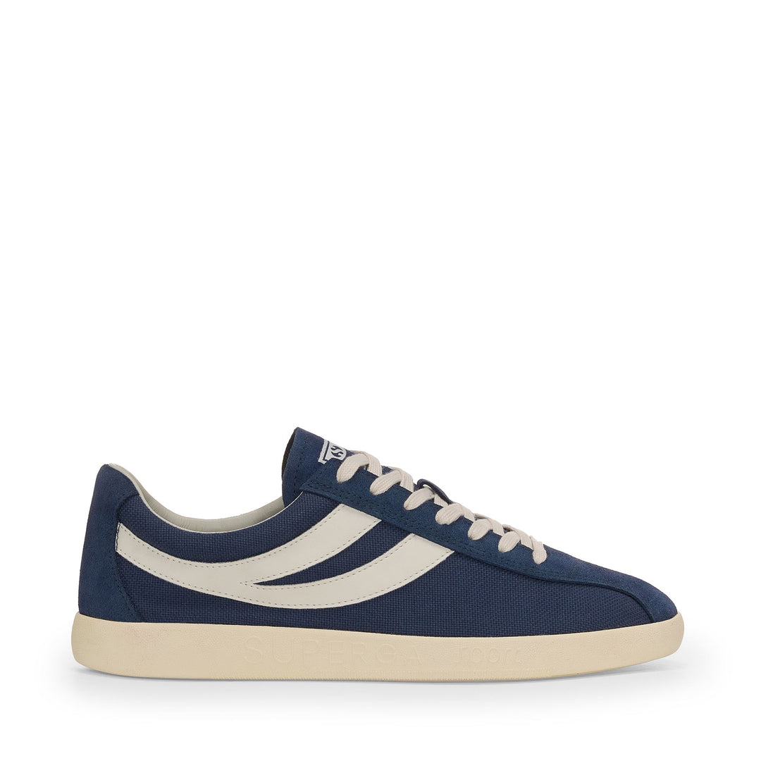 Unisex Navy Low Cut Sneakers with Cotton and Suede Upper 01