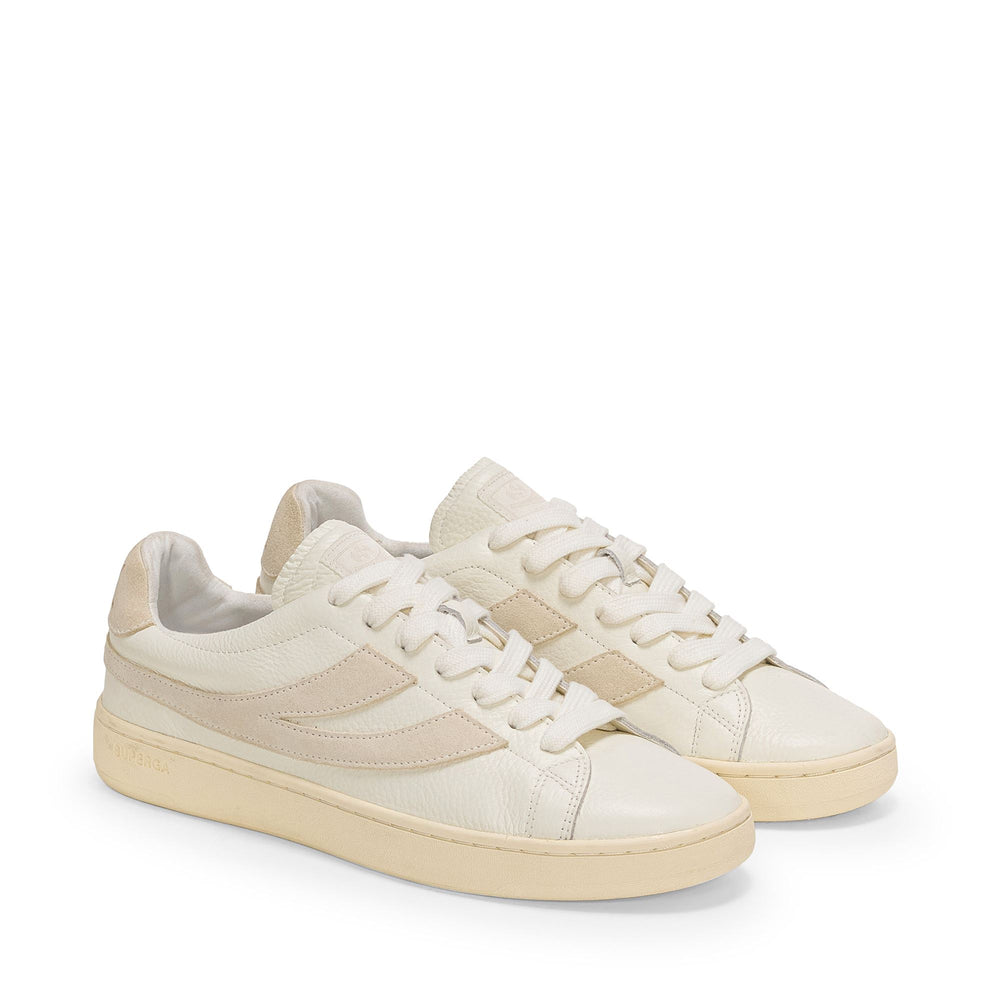 Unisex White Low Cut Sneakers with Leather Upper 02