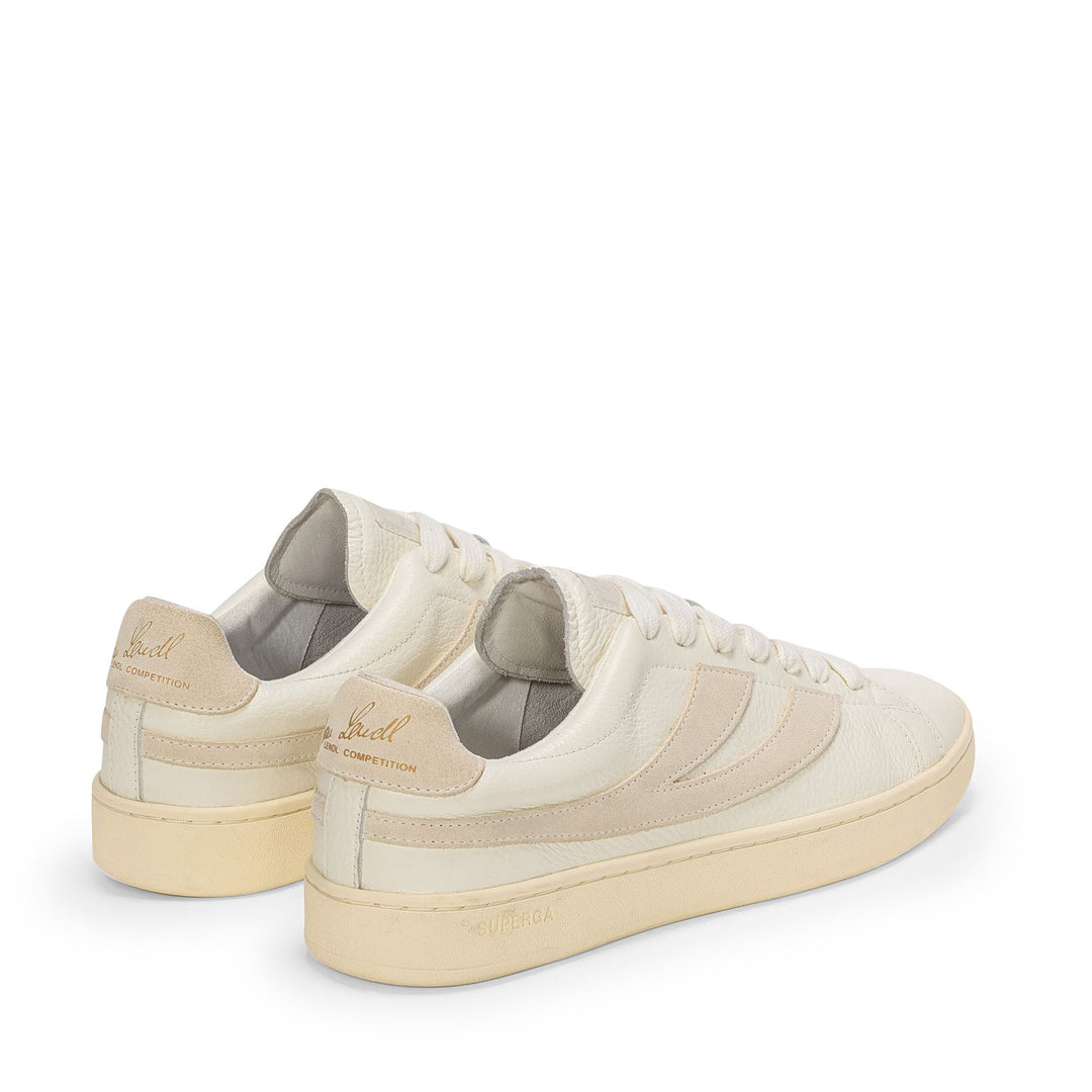 Unisex White Low Cut Sneakers with Leather Upper main