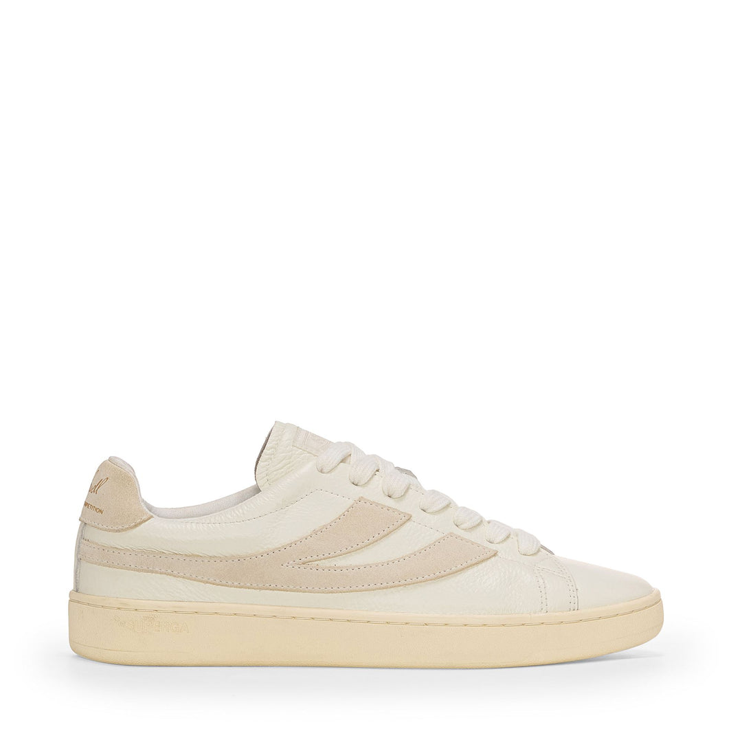 Unisex White Low Cut Sneakers with Leather Upper 01