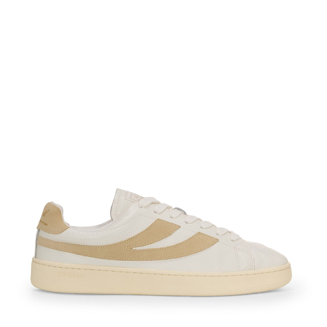 Unisex White Low Cut Sneakers with Leather Upper 01