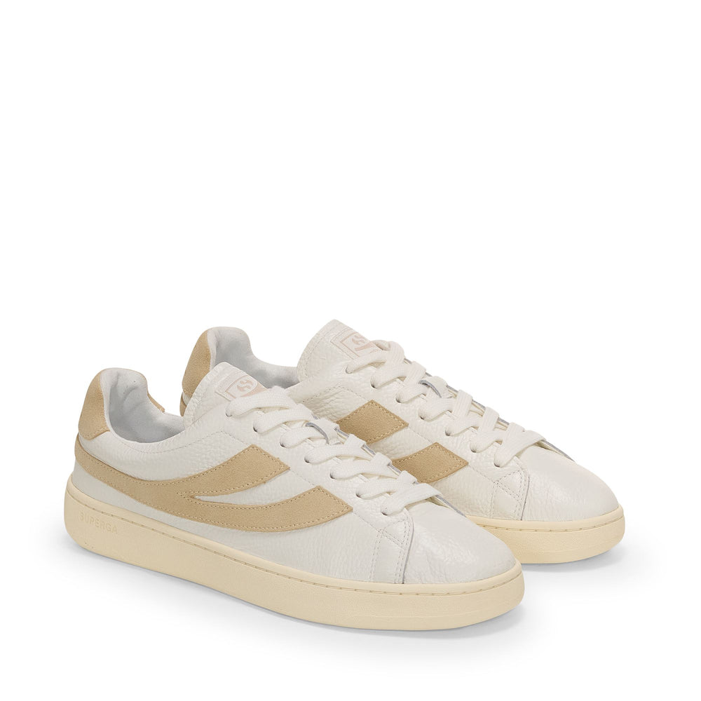 Unisex White Low Cut Sneakers with Leather Upper 02