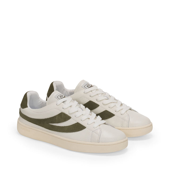 4833 LENDL - Sneakers - Low Cut - Unisex - White Avorio-Moss Green-Off Yellow 2
