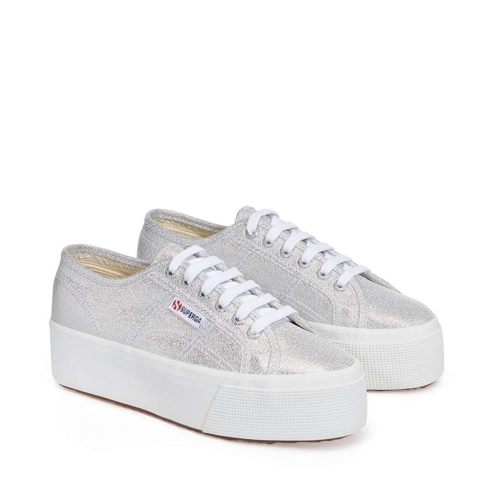 Woman's Platform Grey Sneakers with Lamé Upper 02