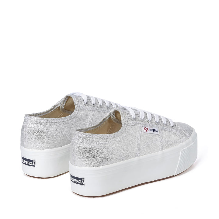 Woman's Platform Grey Sneakers with Lamé Upper 3
