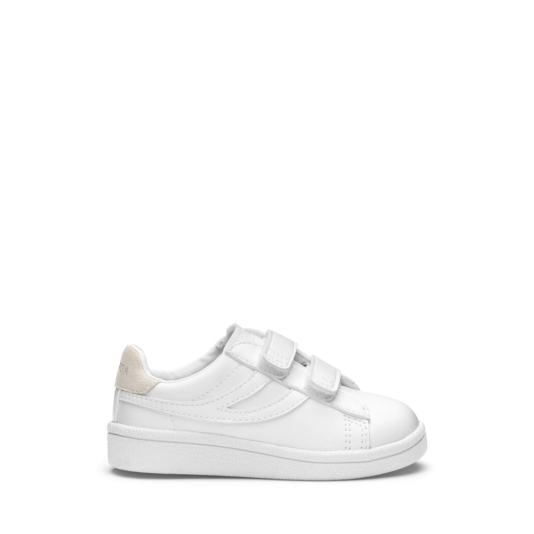 Kid's Total White Low Cut Sneakers with Synthetic Upper 01