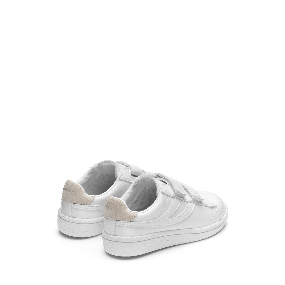 Kid's Total White Low Cut Sneakers with Synthetic Upper main