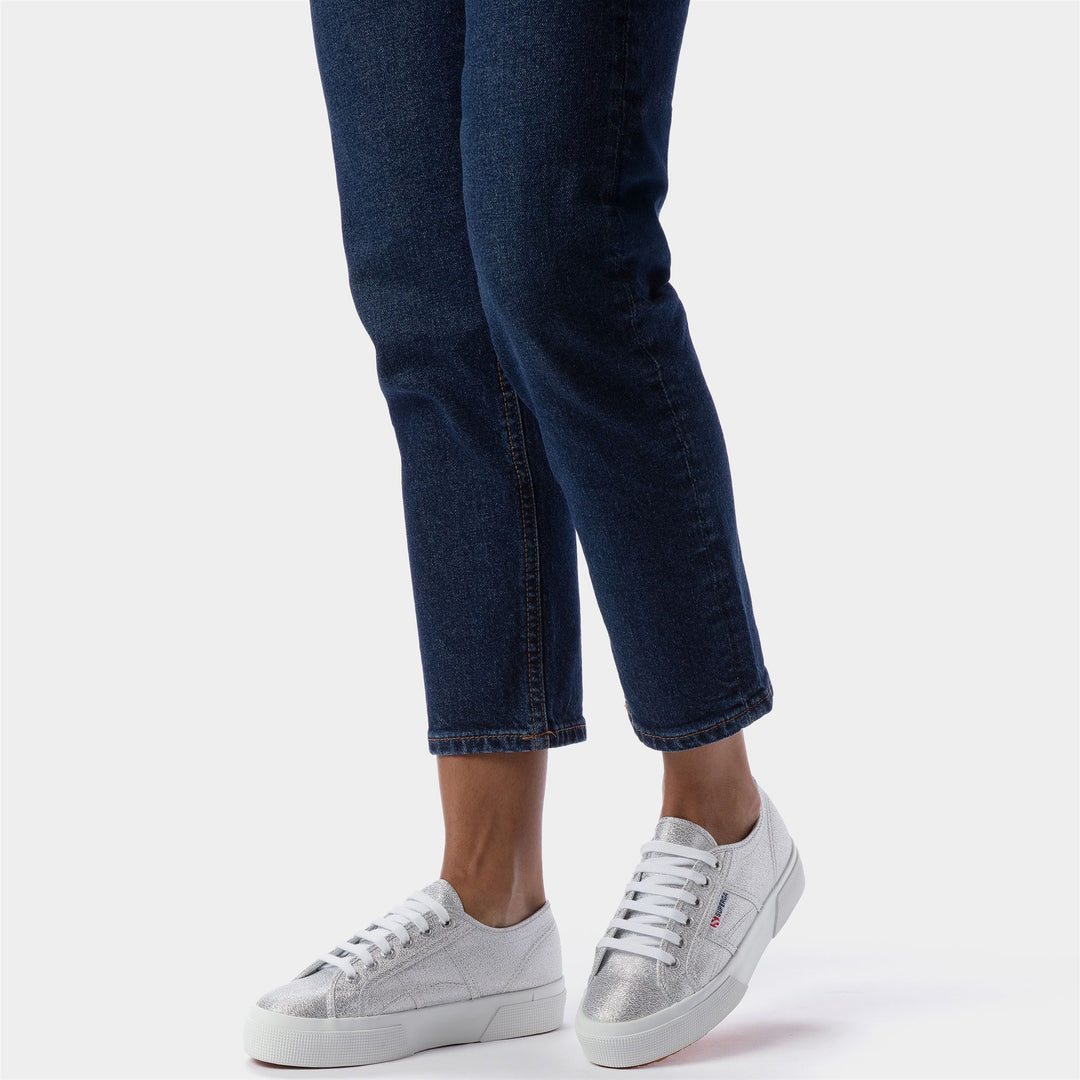 Graue Plateau-Sneakers für Damen mit Obermaterial aus Lamé main