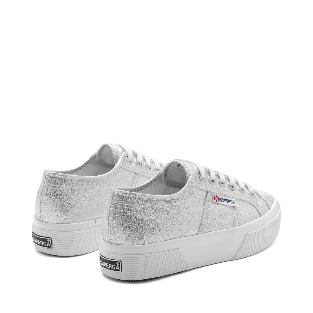 Graue Plateau-Sneakers für Damen mit Obermaterial aus Lamé main