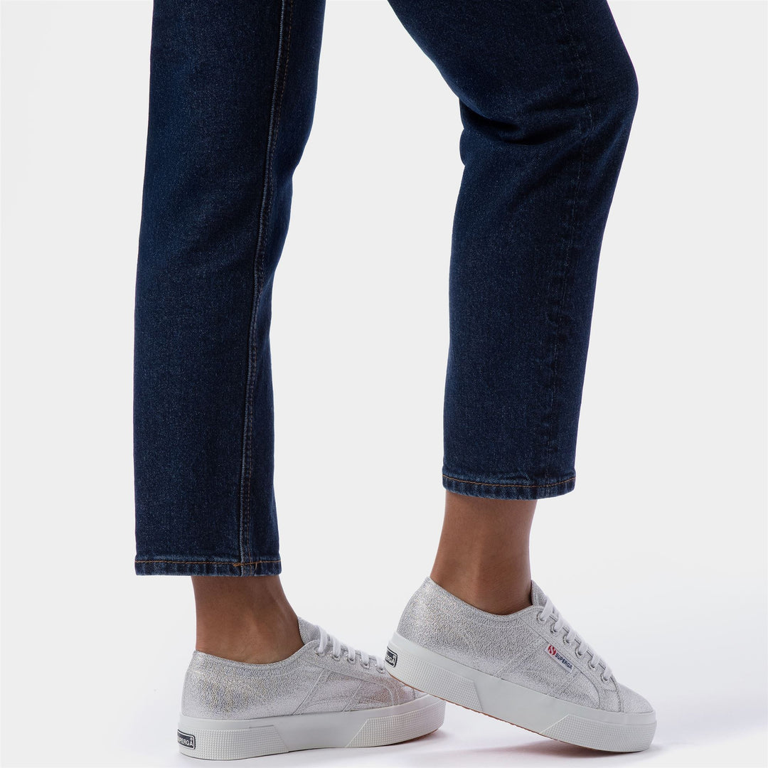 Graue Plateau-Sneakers für Damen mit Obermaterial aus Lamé main