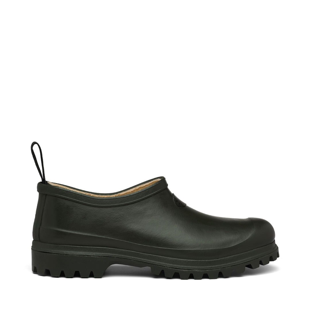 Low Cut Unisex Rubber Green Mules with Cotton Lining 01