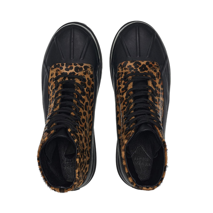 Unisex Leopard Print Ankle Boots with Calf Hair Upper 4