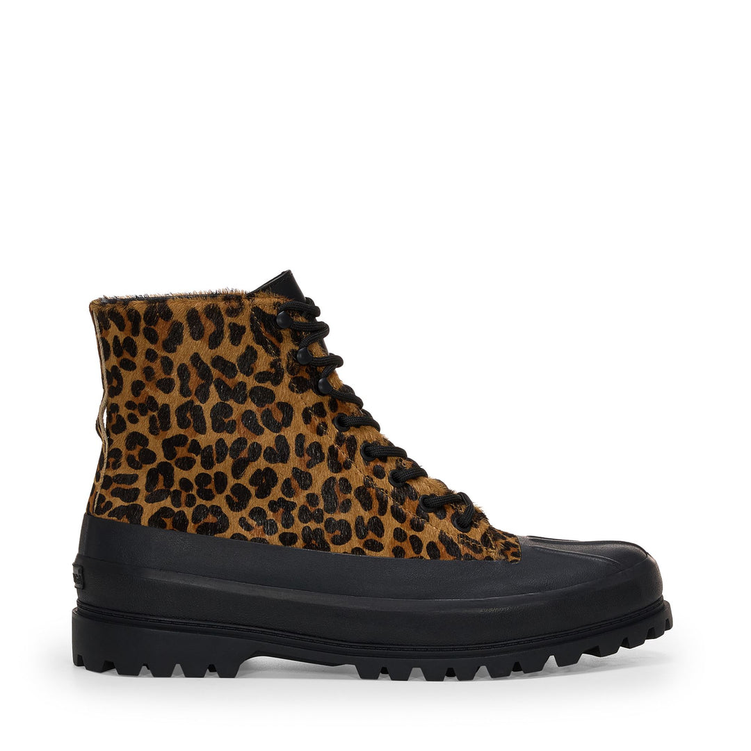 Unisex Leopard Print Ankle Boots with Calf Hair Upper 01