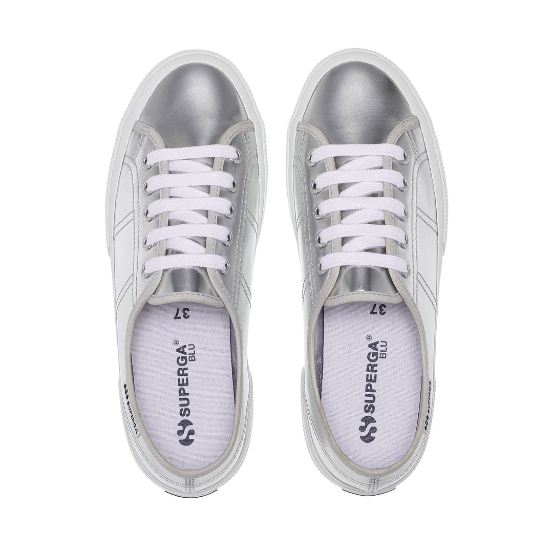 Woman's Low Cut Silver Sneakers with Synthetic Upper main