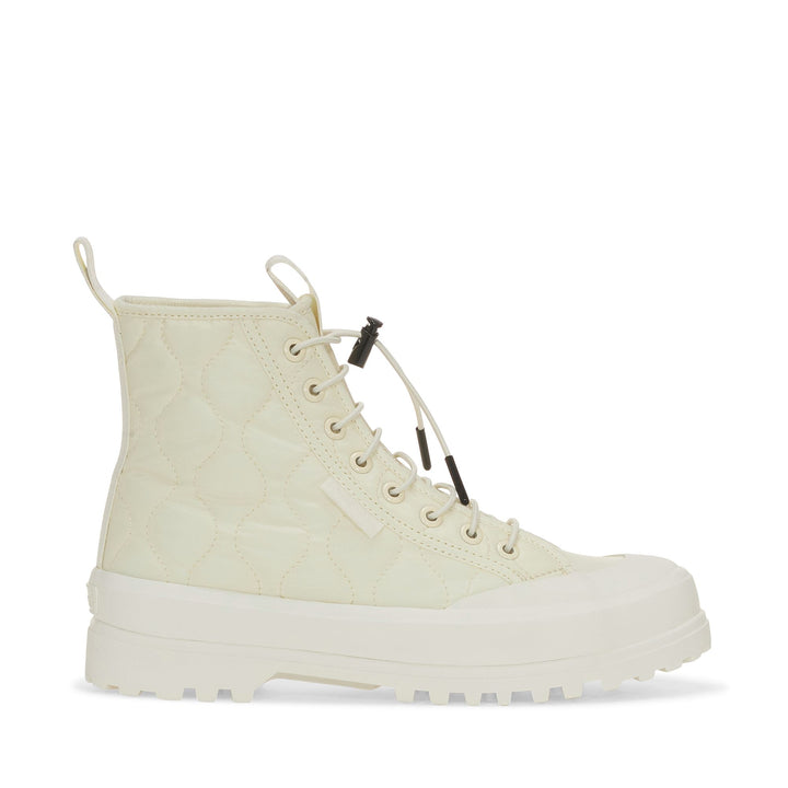 Beige Damenstiefeletten mit gestepptem Obermaterial aus Nylon 1