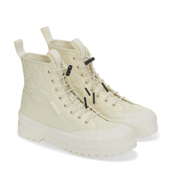 Beige Damenstiefeletten mit gestepptem Obermaterial aus Nylon 2