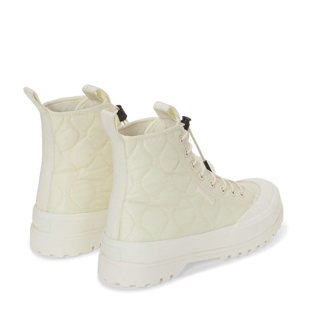 Beige Damenstiefeletten mit gestepptem Obermaterial aus Nylon main