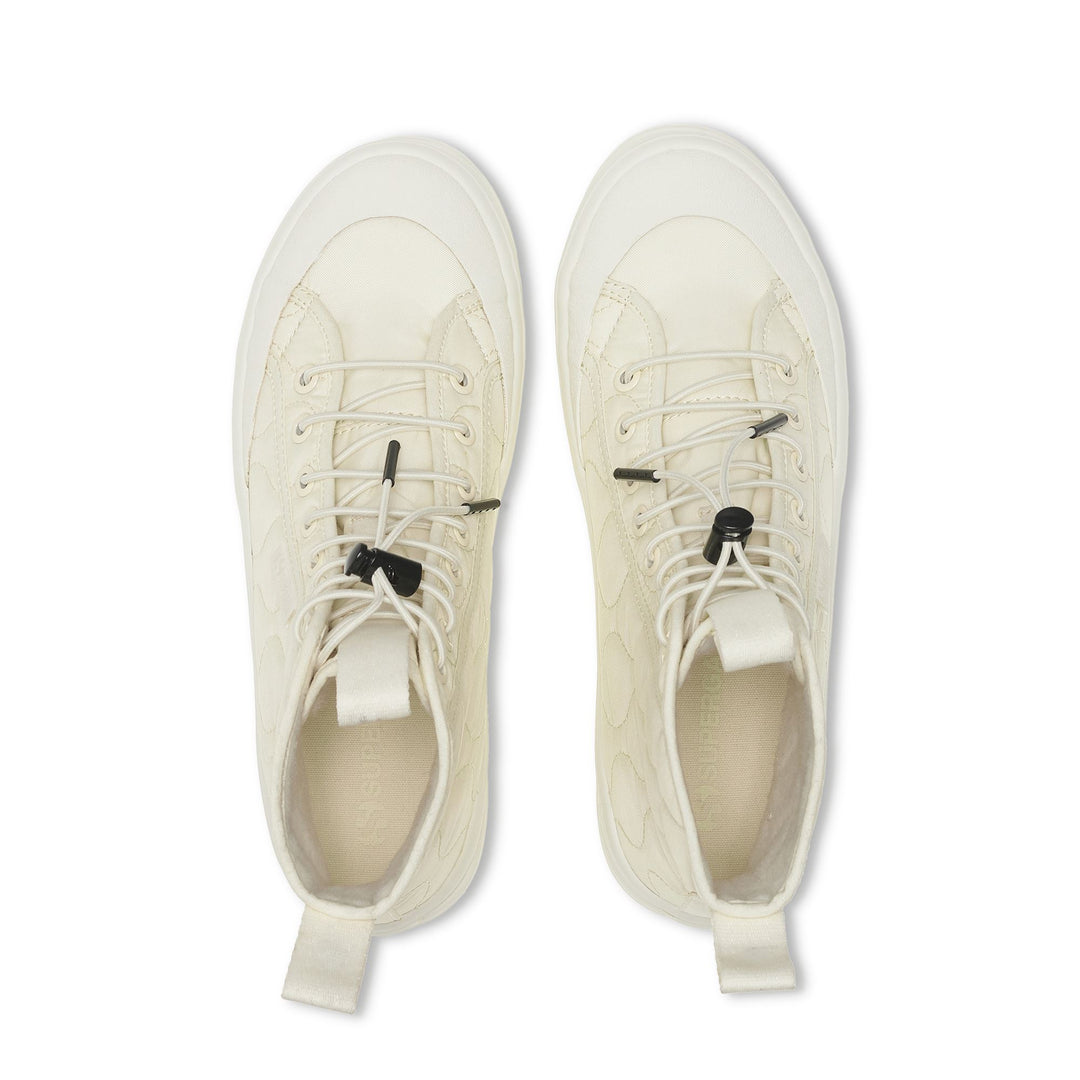 Beige Damenstiefeletten mit gestepptem Obermaterial aus Nylon main