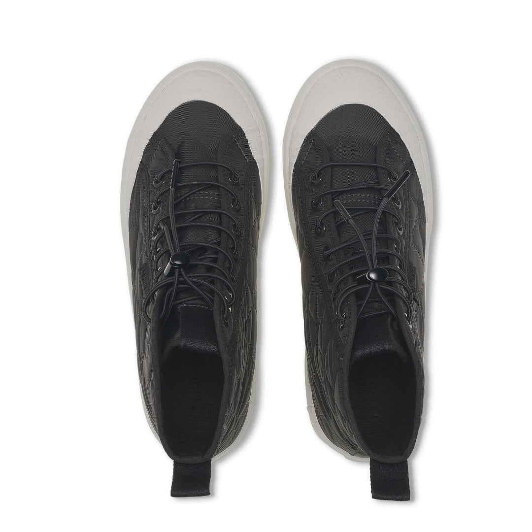 Woman's Ankle Black Boots with Quilted Nylon Upper main