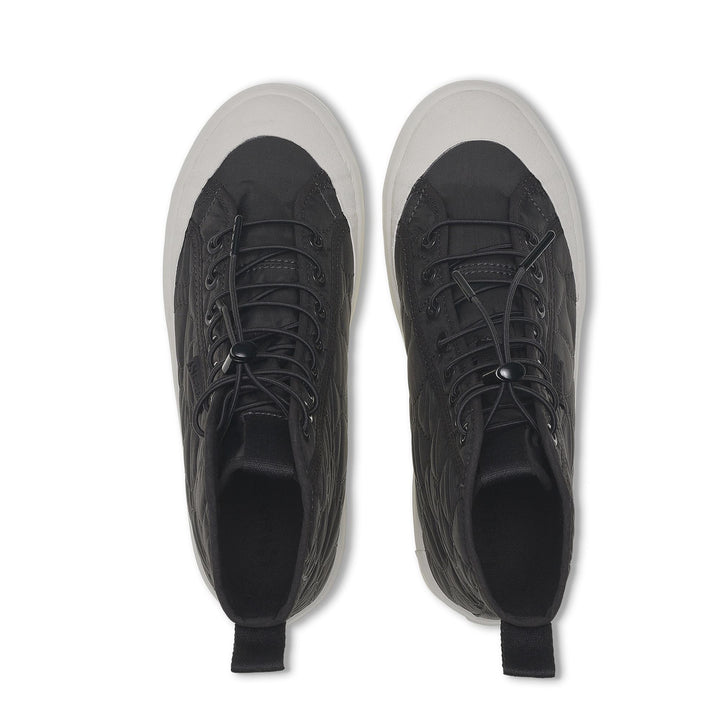 Woman's Ankle Black Boots with Quilted Nylon Upper 4