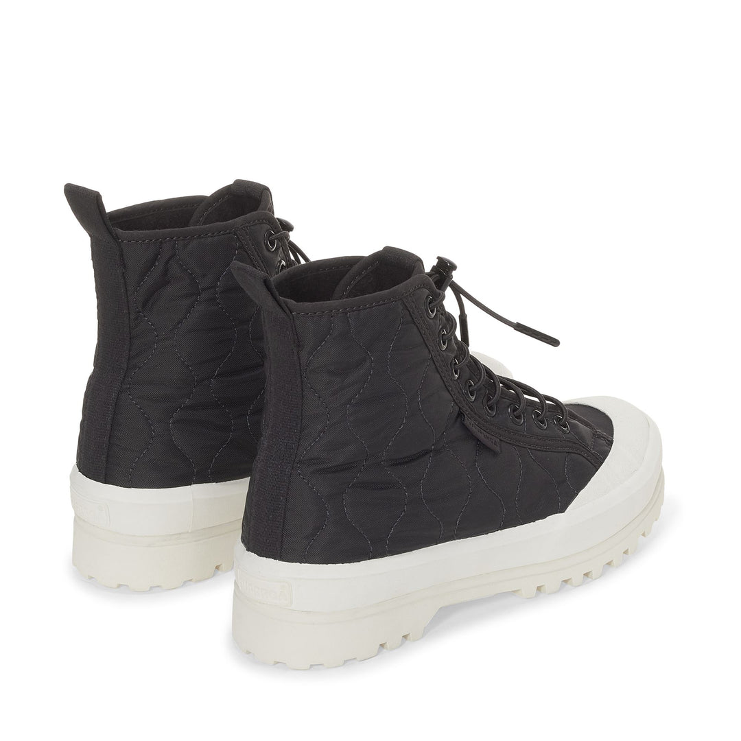 Woman's Ankle Black Boots with Quilted Nylon Upper main