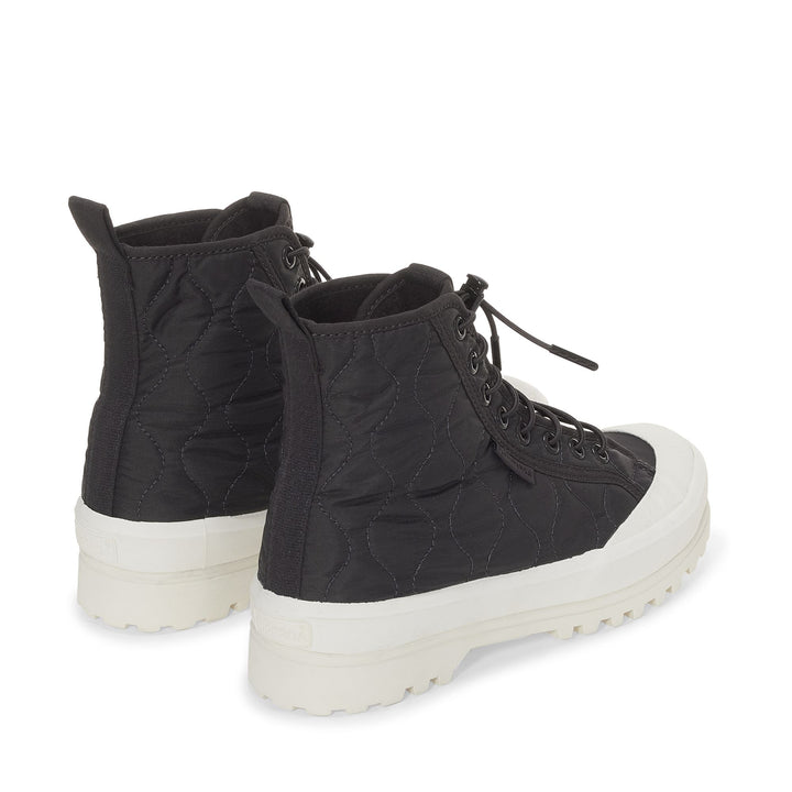 Woman's Ankle Black Boots with Quilted Nylon Upper 3