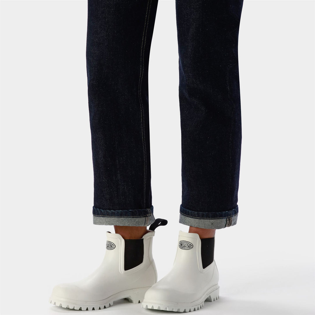 Bottes en caoutchouc unisexes mi-hautes de couleur blanche main