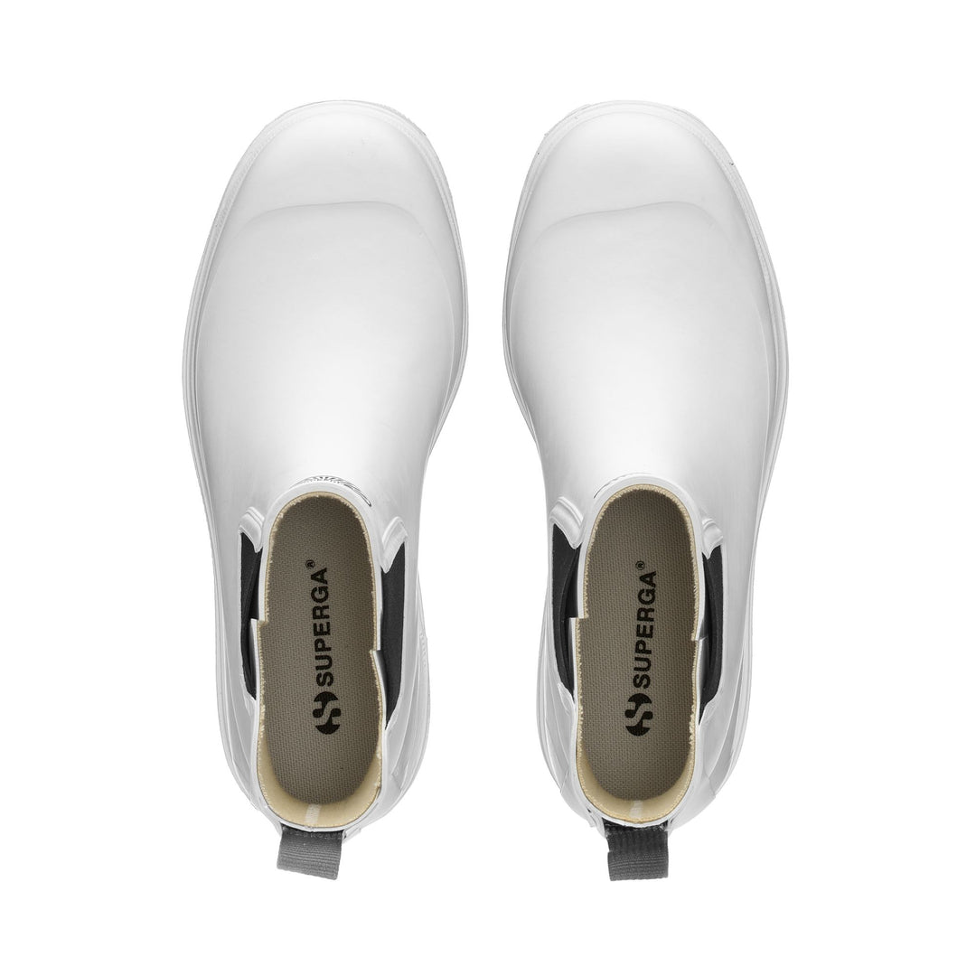 Bottes en caoutchouc unisexes mi-hautes de couleur blanche main