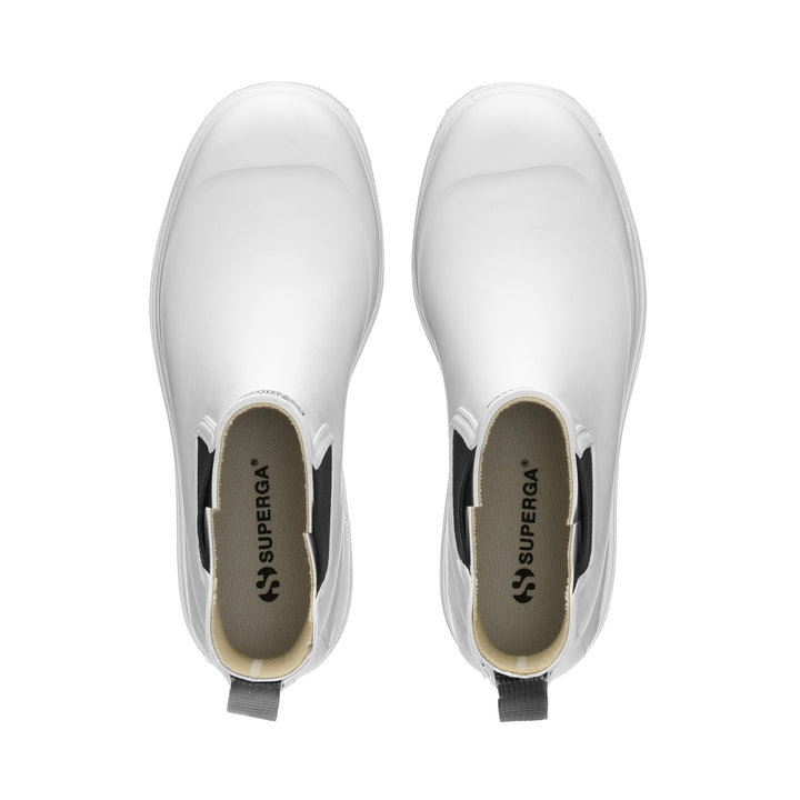 Bottes en caoutchouc unisexes mi-hautes de couleur blanche 4