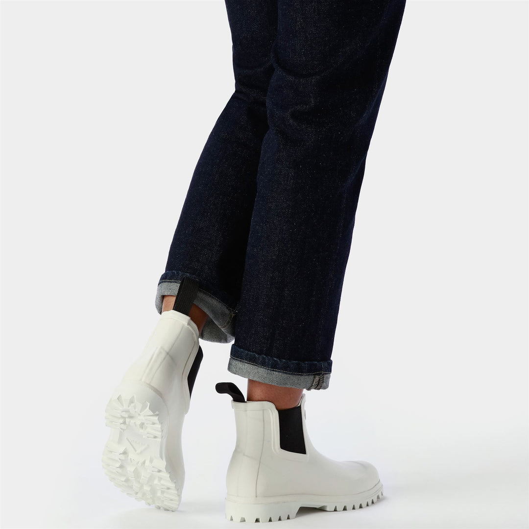 Bottes en caoutchouc unisexes mi-hautes de couleur blanche main