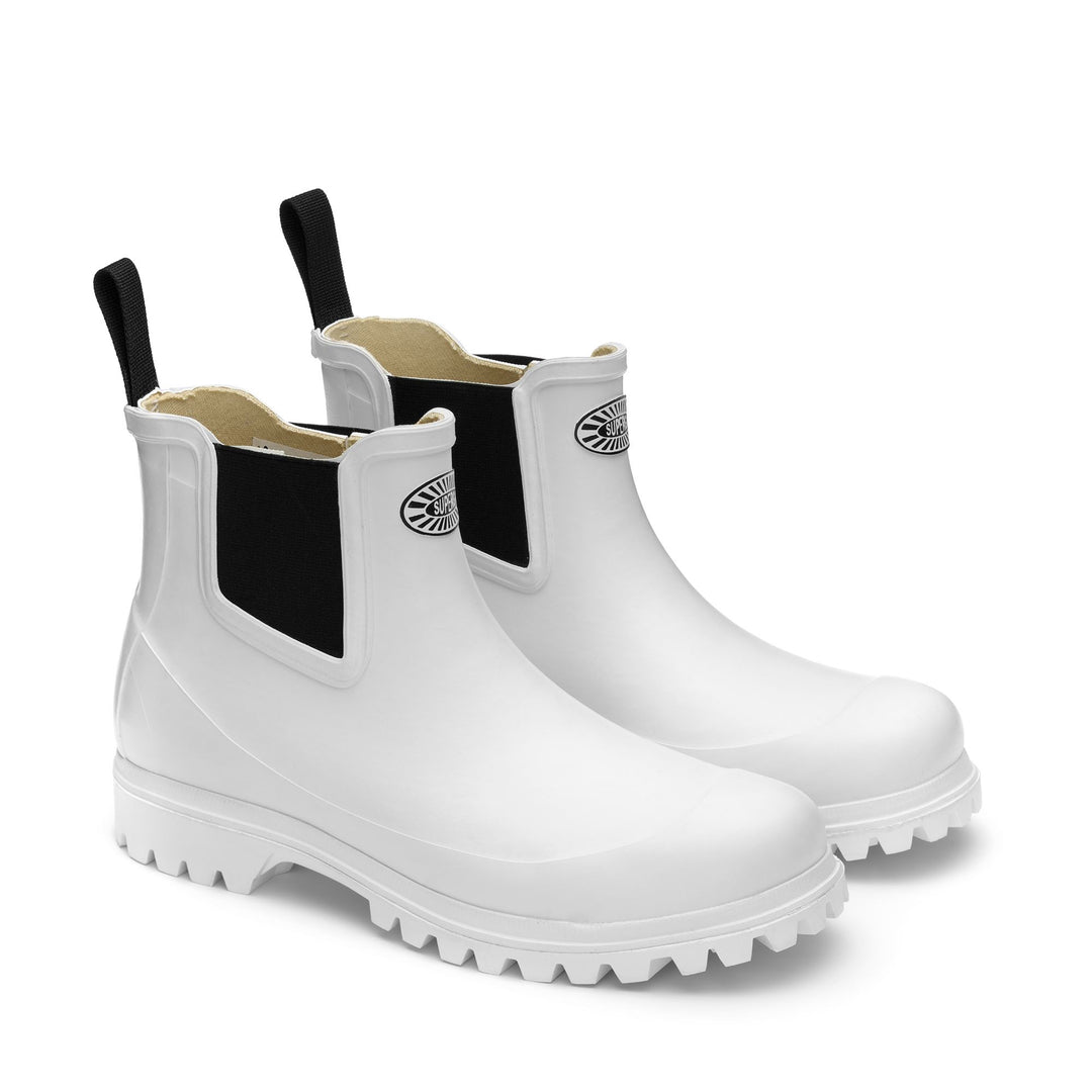 Bottes en caoutchouc unisexes mi-hautes de couleur blanche main