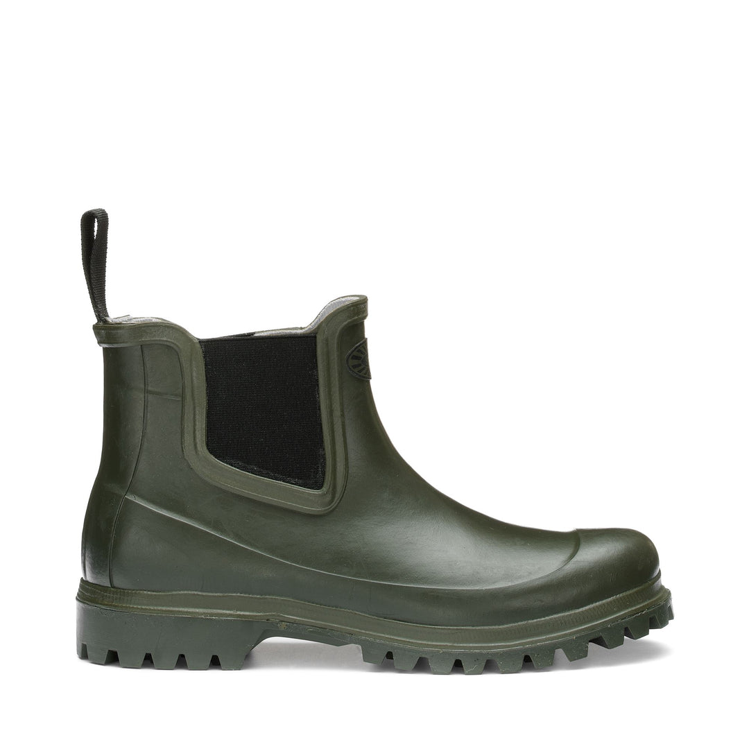 Unisex Mid Cut Rubber Boots Green Sherwood with Cotton Lining 01