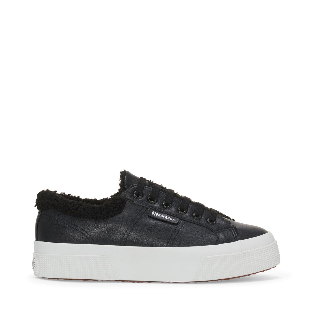 Woman's Black Platform Sneakers with Synthetic Upper 01