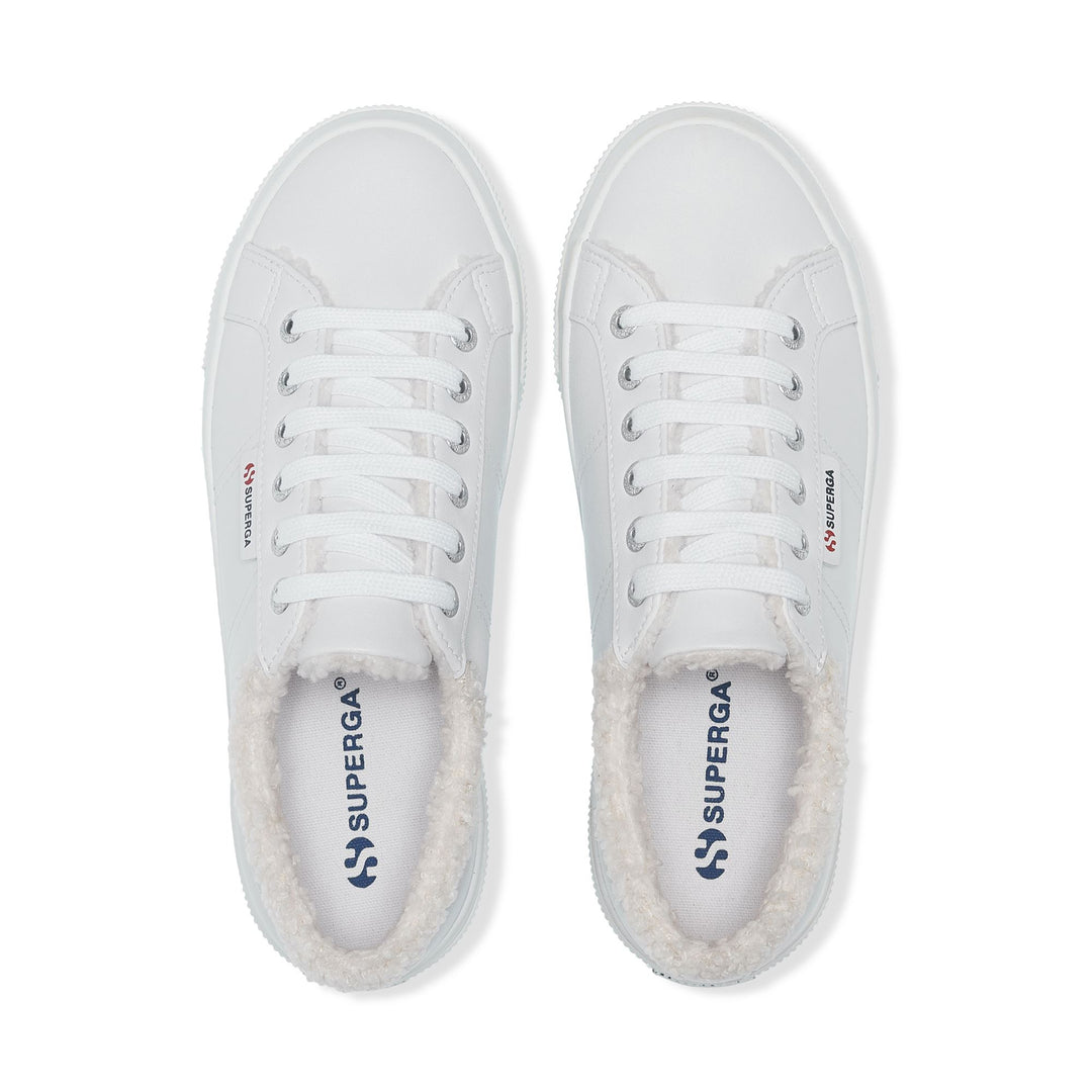 Woman's Platform White Sneakers with Cotton Upper main