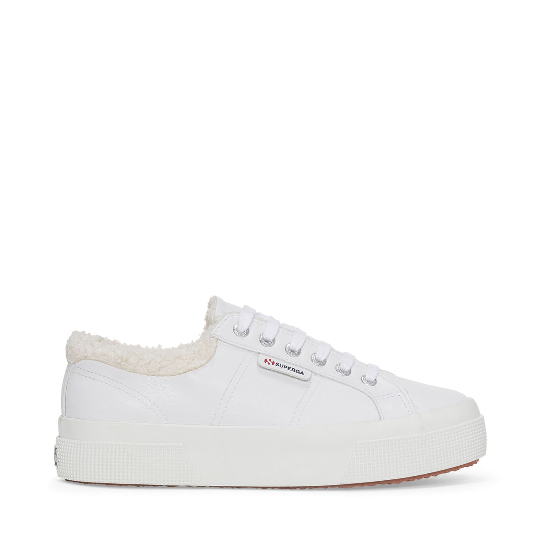 Woman's Platform White Sneakers with Cotton Upper 01