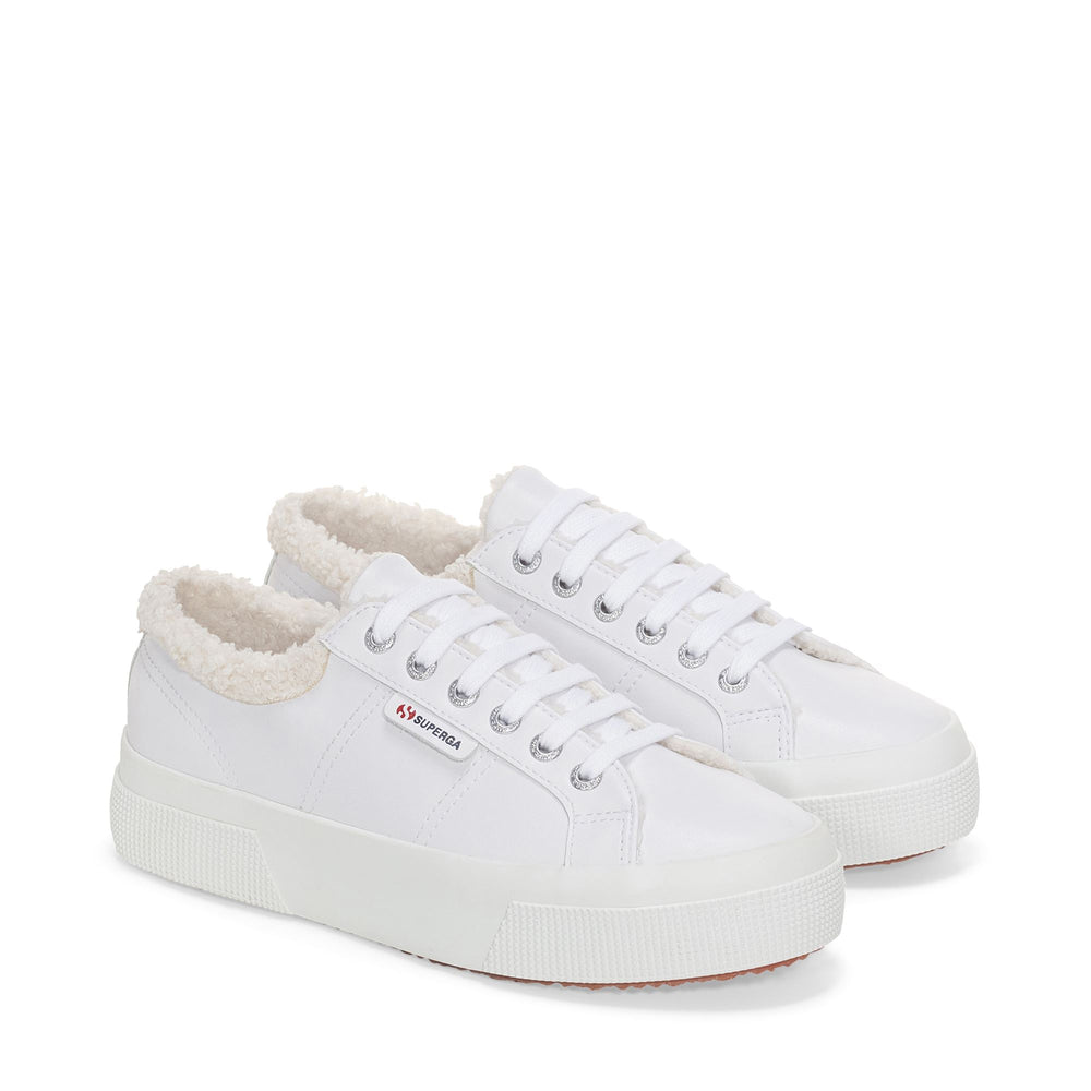 Woman's Platform White Sneakers with Cotton Upper 02