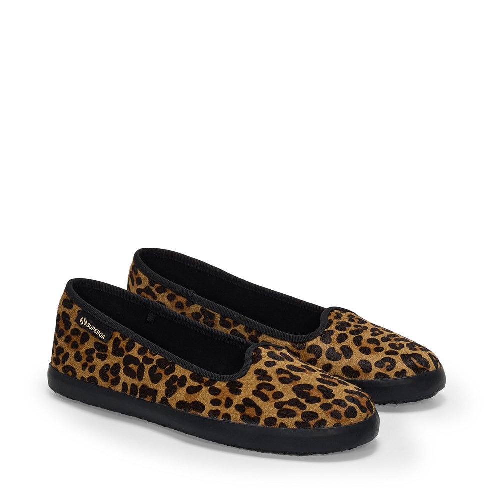 Woman's Leopard Ballerina Flats with Calf Hair Upper 02