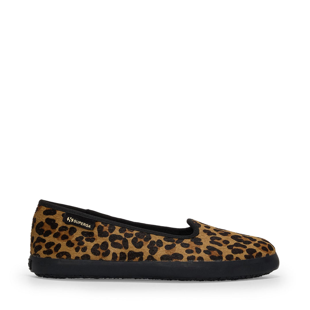 Woman's Leopard Ballerina Flats with Calf Hair Upper 01