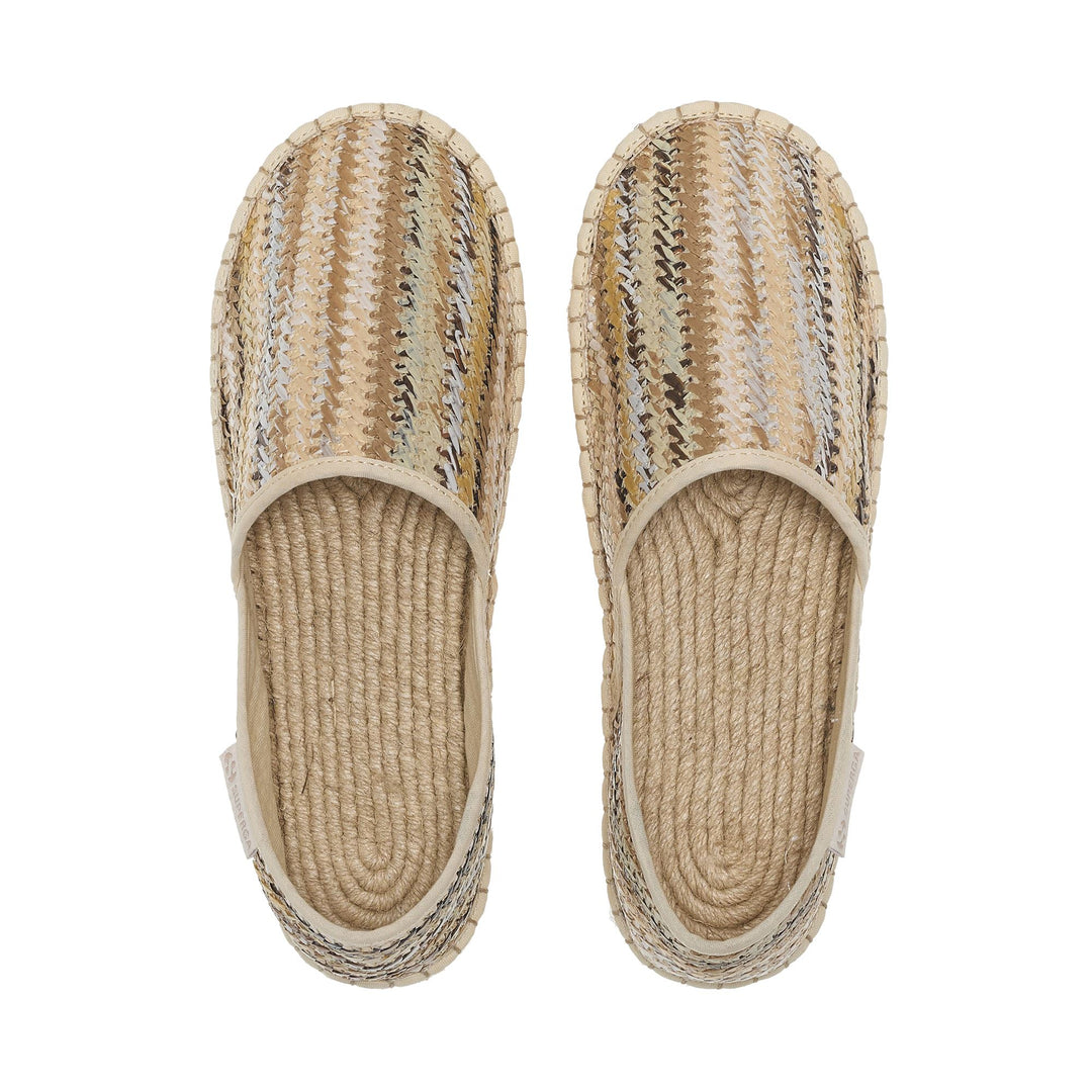 Woman's Low Heel Espadrilles Beige with Raffia Upper main