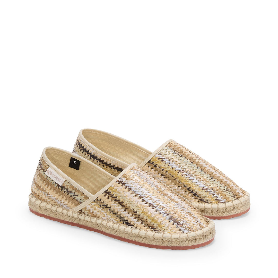 Woman's Low Heel Espadrilles Beige with Raffia Upper main