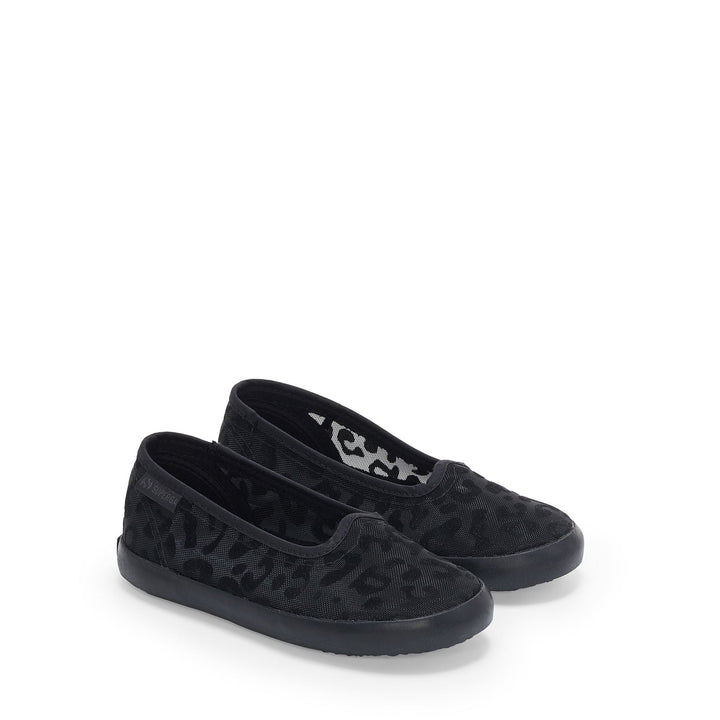 Girl's Black Ballerina with Mesh Upper 2