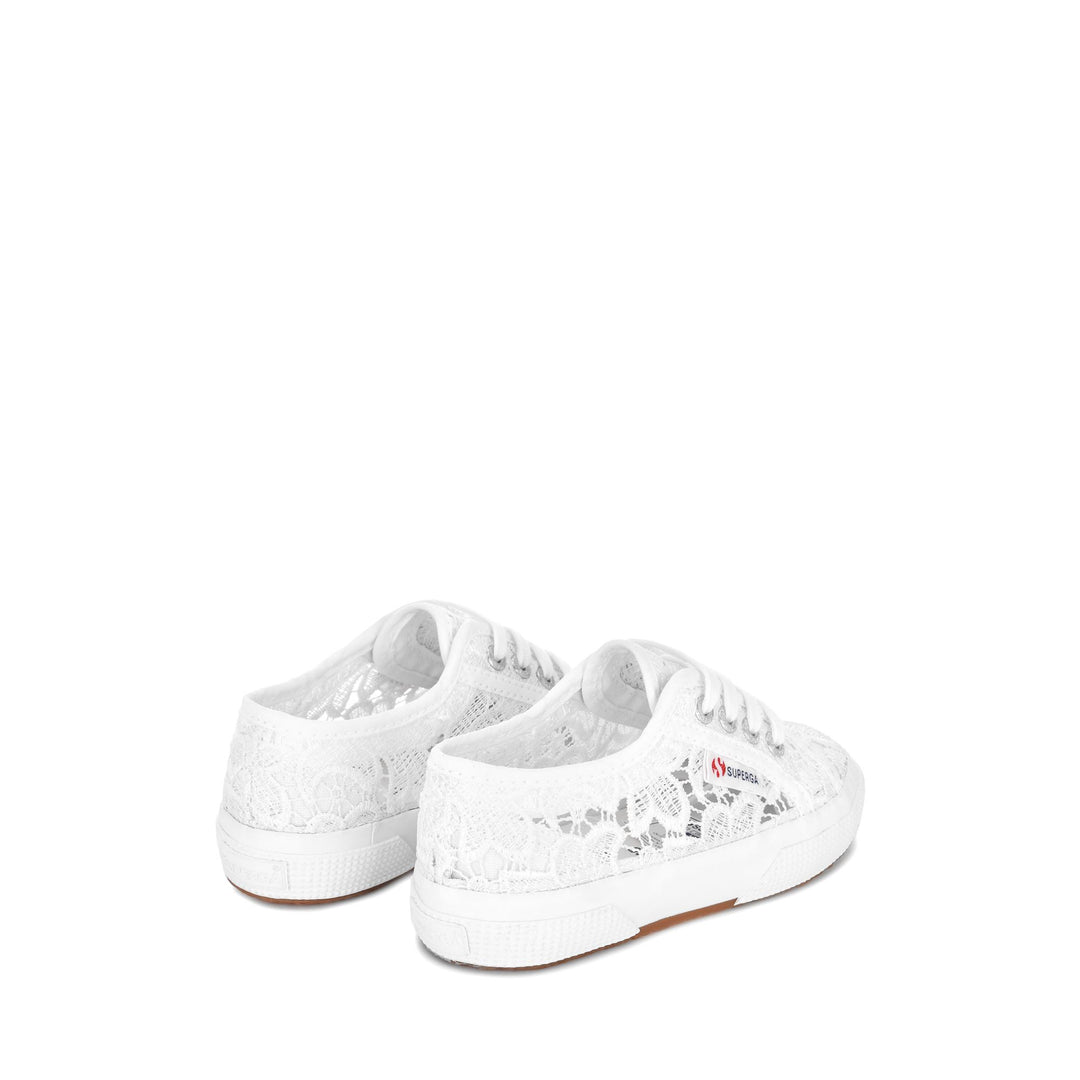 Girl's White Sneakers with Macramé Lace Upper main