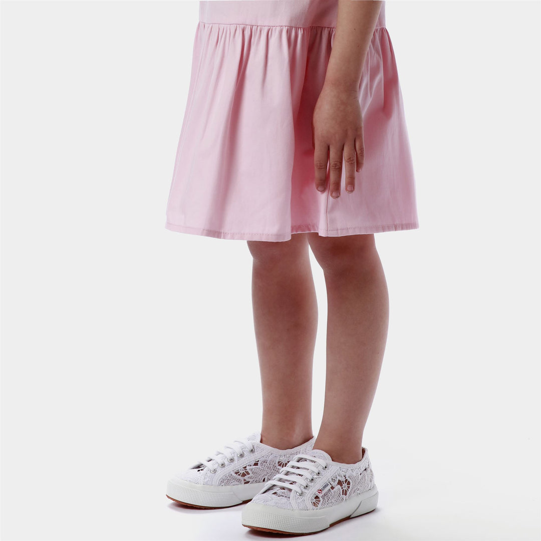 Girl's White Sneakers with Macramé Lace Upper main
