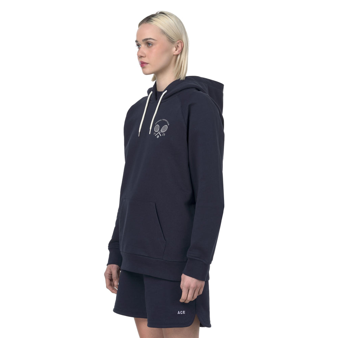 Felpa con cappuccio unisex blu con pile di cotone main