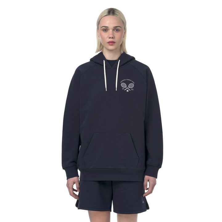 Felpa con cappuccio unisex blu con pile di cotone 5