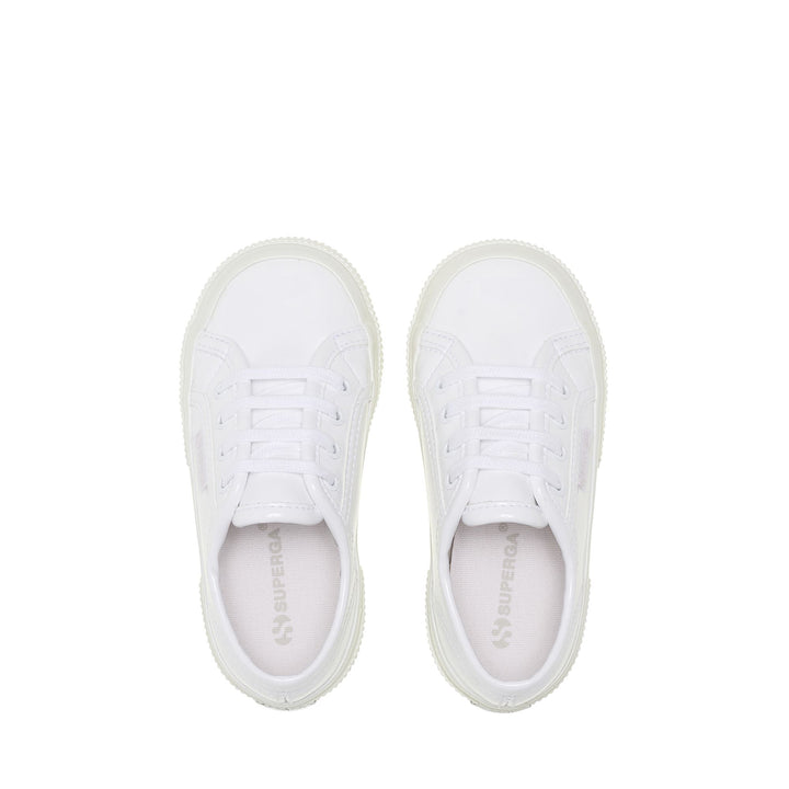 Sneakers basse bianche da bambina con tomaia in cotone 4